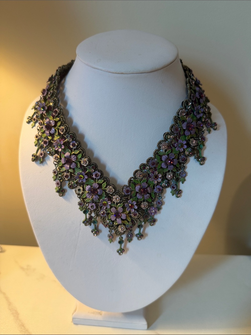Michael Negrin Victorian Style Bib statement necklace with Swarovski Crystals